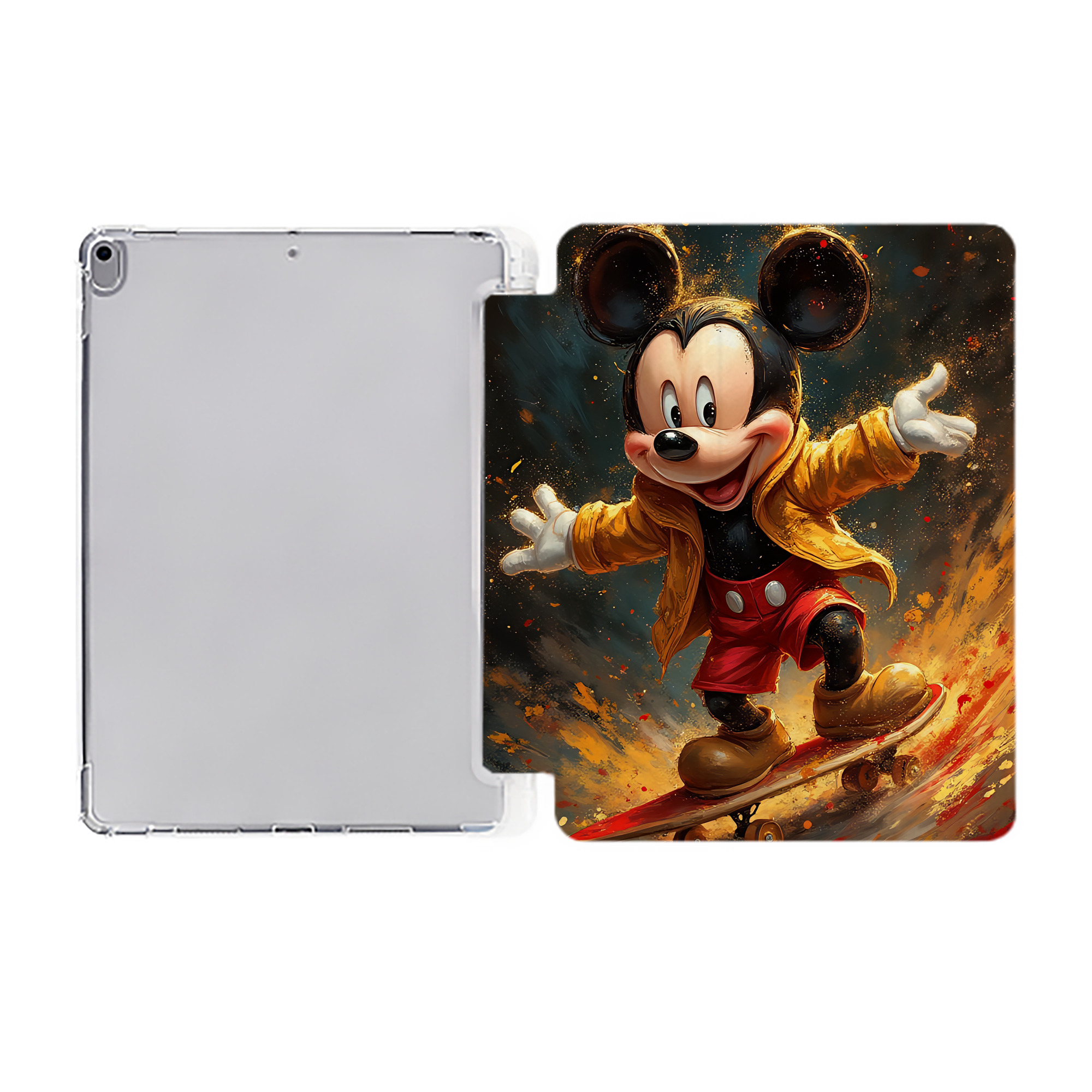 （画像用） ミッキーマウス Mickey Mouse IPad ケース ペン収納付き 三つ折りスタンド PUレザー×シリコン 対応機種9.5/10.5/10.9インチ